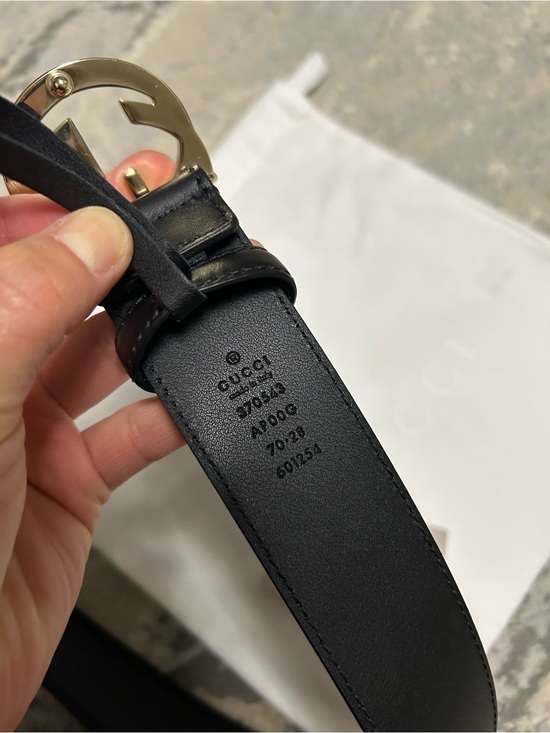 New Gucci Black Leather Interlocking G Buckle Belt 70/28 Width 37mm main image 5